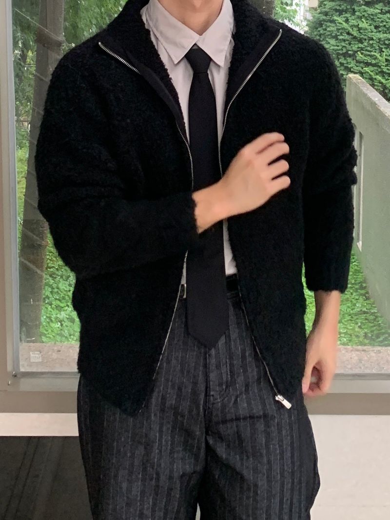 Boucle Full Zip Two-Way Cardigan