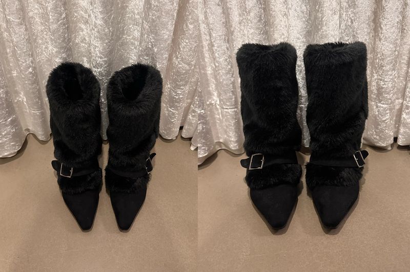 Hug belt boots _Fur Black