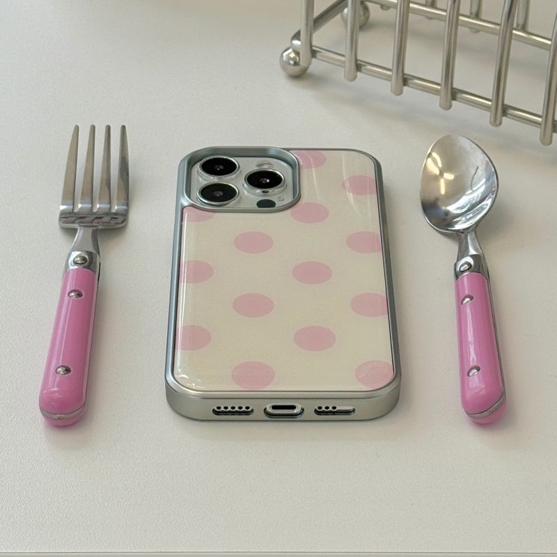 [MADE] Dot silver epoxy case(ivorypink)