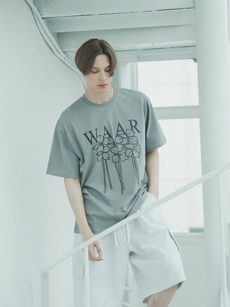 T1012 M FLOWER T-SHIRT_CHARCOAL