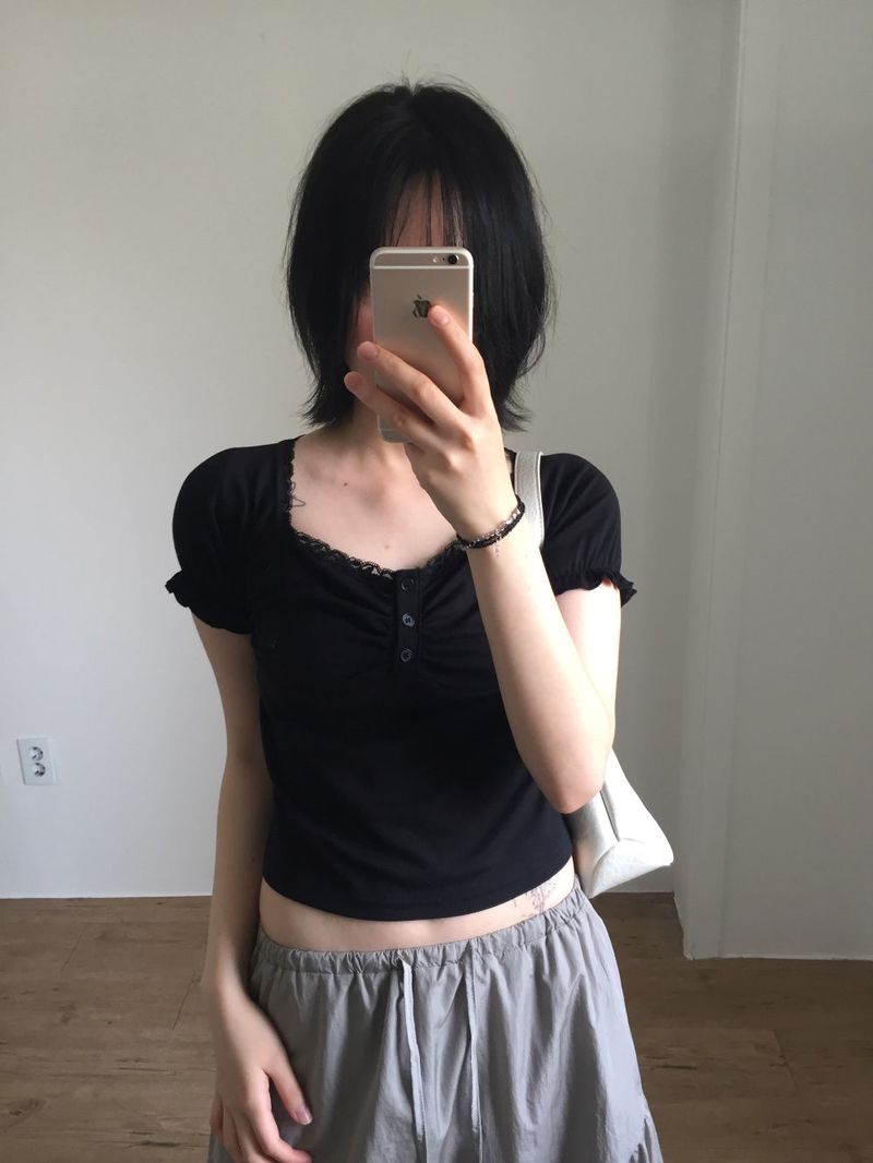 Lace shirring short sleeve(4color)