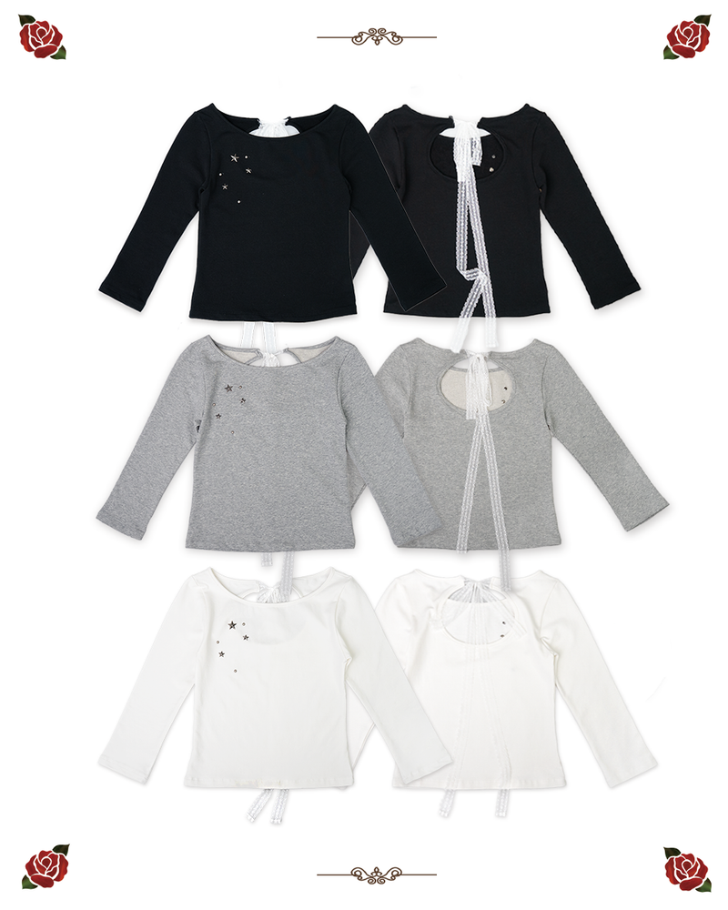 elfelfelf archives（エルフエルフエルフアーカイブ）の「バックリボンスタッドTシャツ[3colors]（トップス）」
