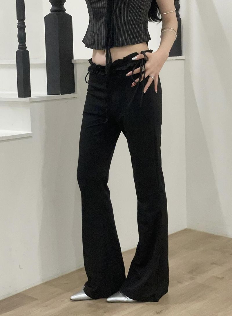 Angel frill ribbon wide pants