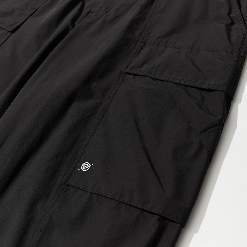 Nylon RIB Wide Pocket Pants - BLACK