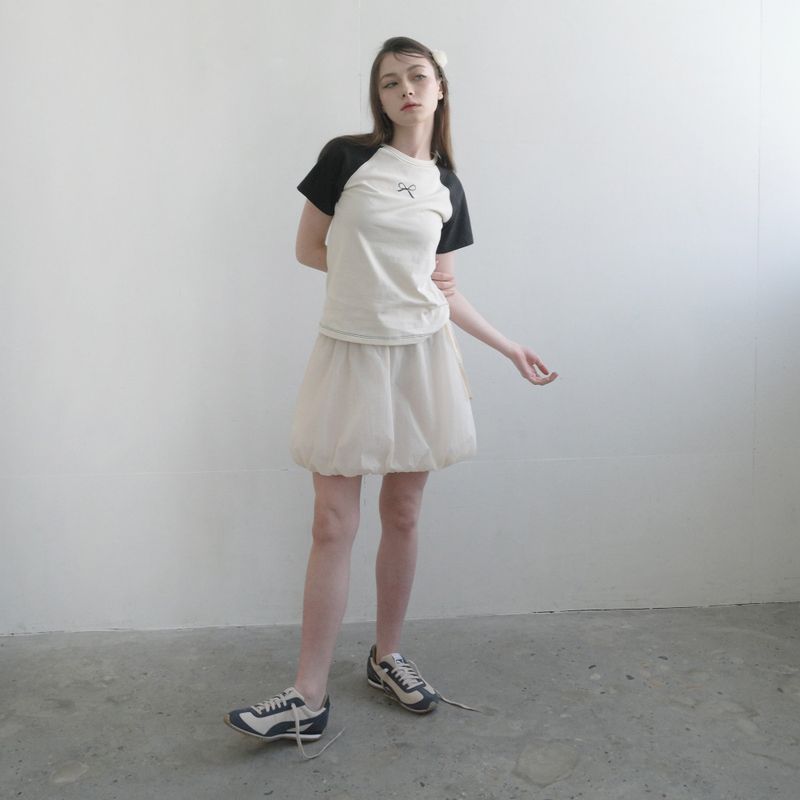 Cream Nylon Pumpkin Skirt