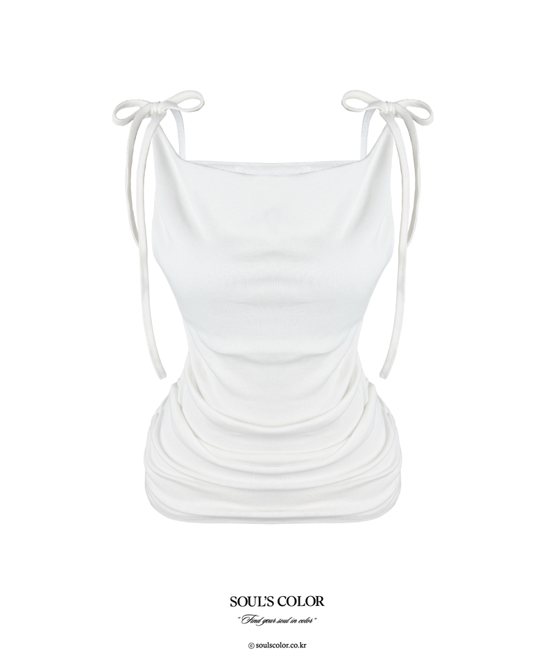 Lina Ribbon Drape Sleeveless Top (3color)