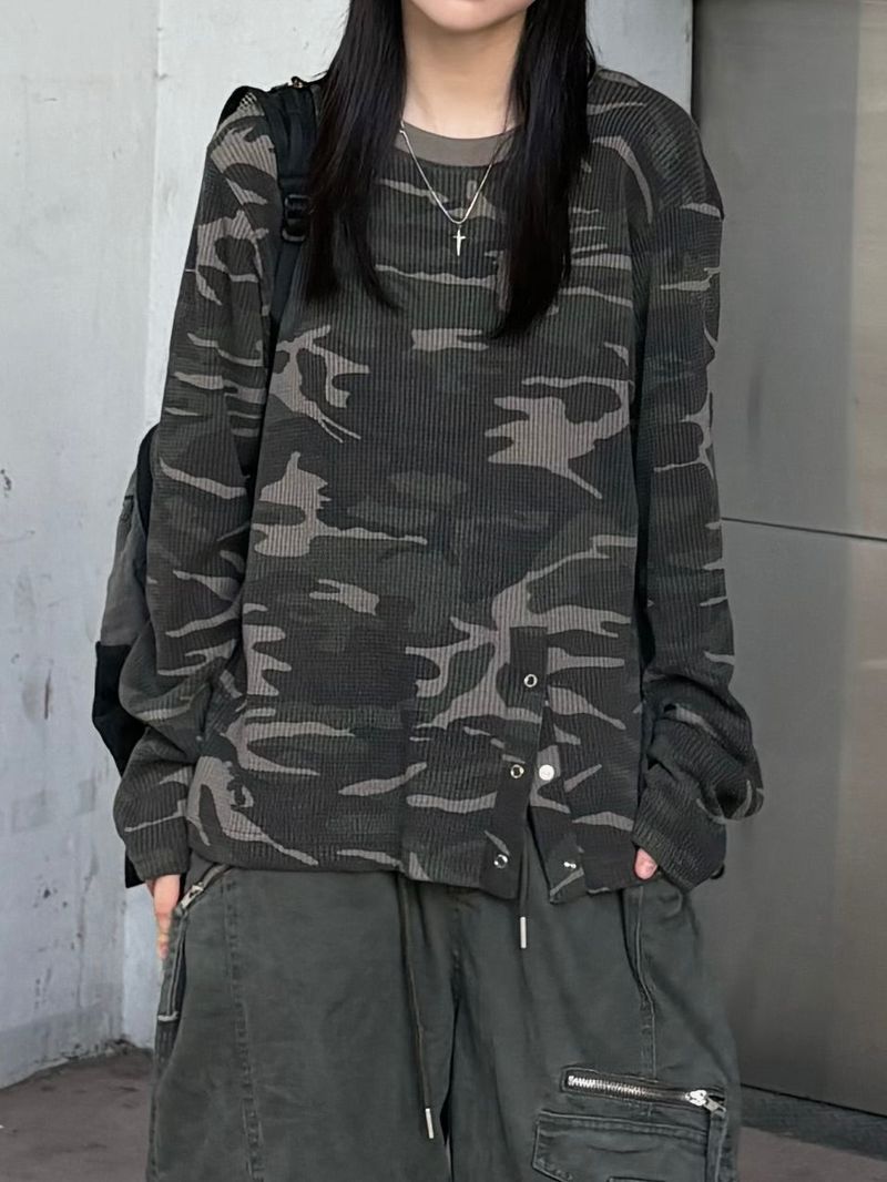PEARCLAN（ペアクラン）の「camo snap waffle long sleeve t-shirt（Tops）」