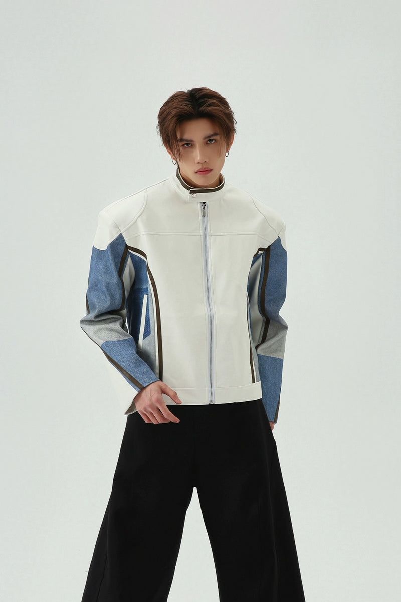 TURNTIDE（ ターンタイド）の「Color Block PU Leather Biker Jacket（Jackets/Outerwear）」