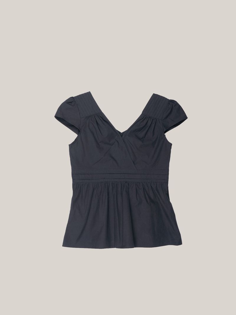 PUFF PIN TUCK BLOUSE [ NAVY ]