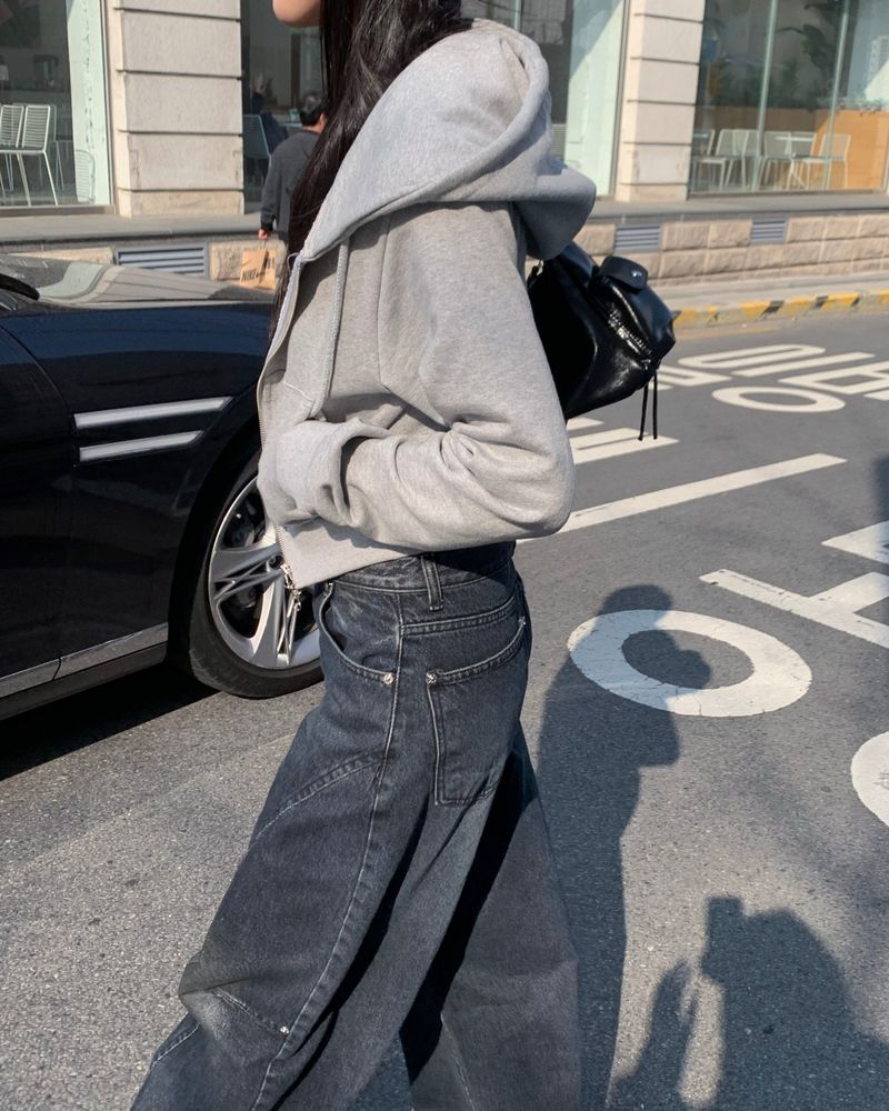 Crop hood zip jumper