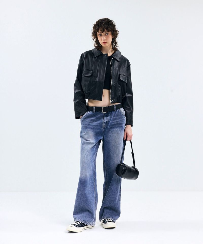 vivabrown（ビバブラウン）の「85-VIVAJ007 [Vegan Leather] Crop Cover Blouson Leather Jacket（Jackets/Outerwear）」