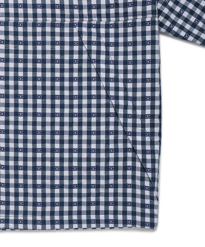 HOODED CHECK WIND BREAKER NAVY(CV2GSUB960A)