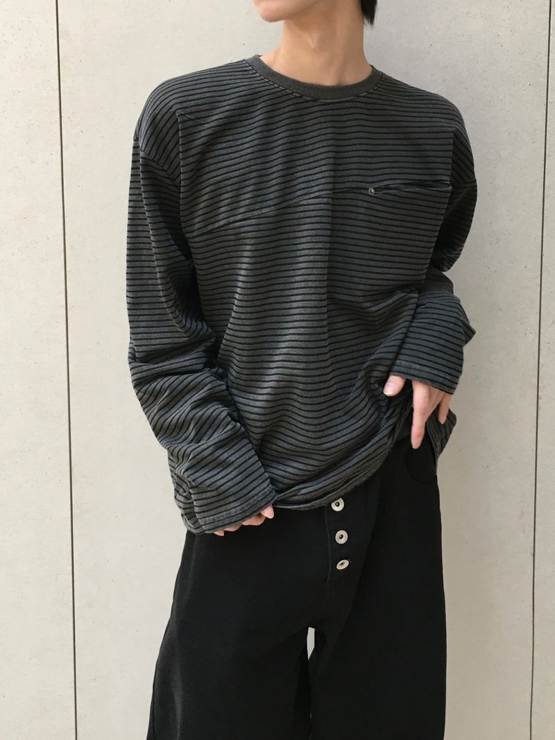 DISCERNMENT（ディサーンメント）の「Zed Pigment Stripe Long Sleeve 3C（Tops）」