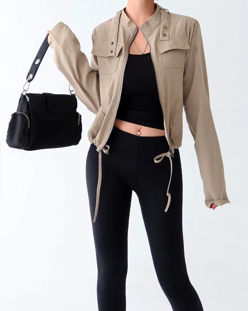Cargo Pocket Slim Fit Zip-Up Jacket