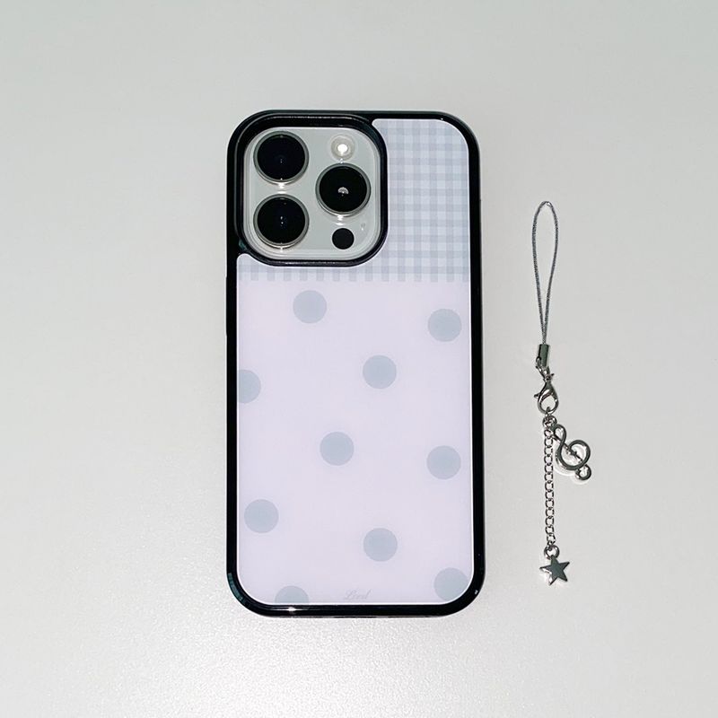 [MADE] DOT PATCH PHONE CASE PINK (glass black bumper)