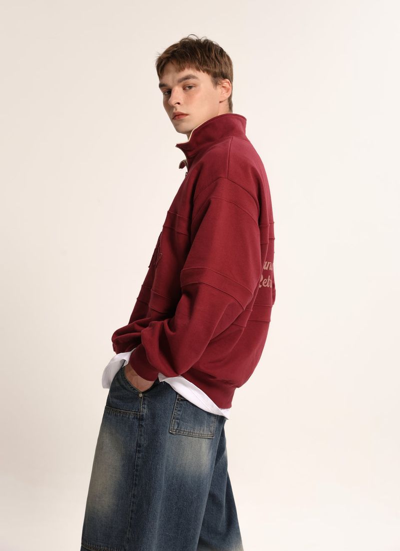 Applique Logo Half Zip-Up Sweatshirt