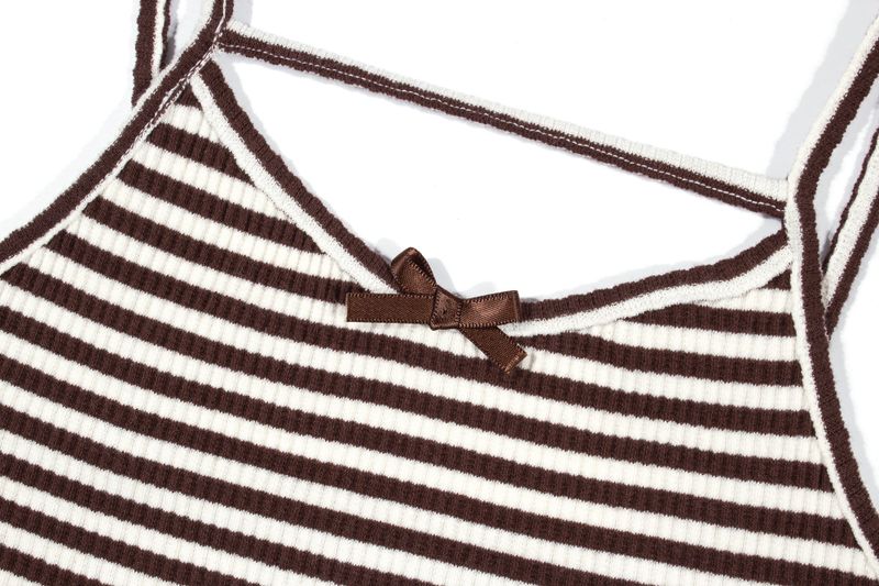 STRIPE RIBBON SLEEVELESS_Brown