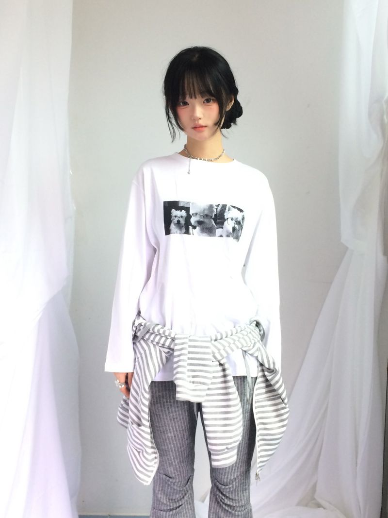 Stripe bootcut banding pants