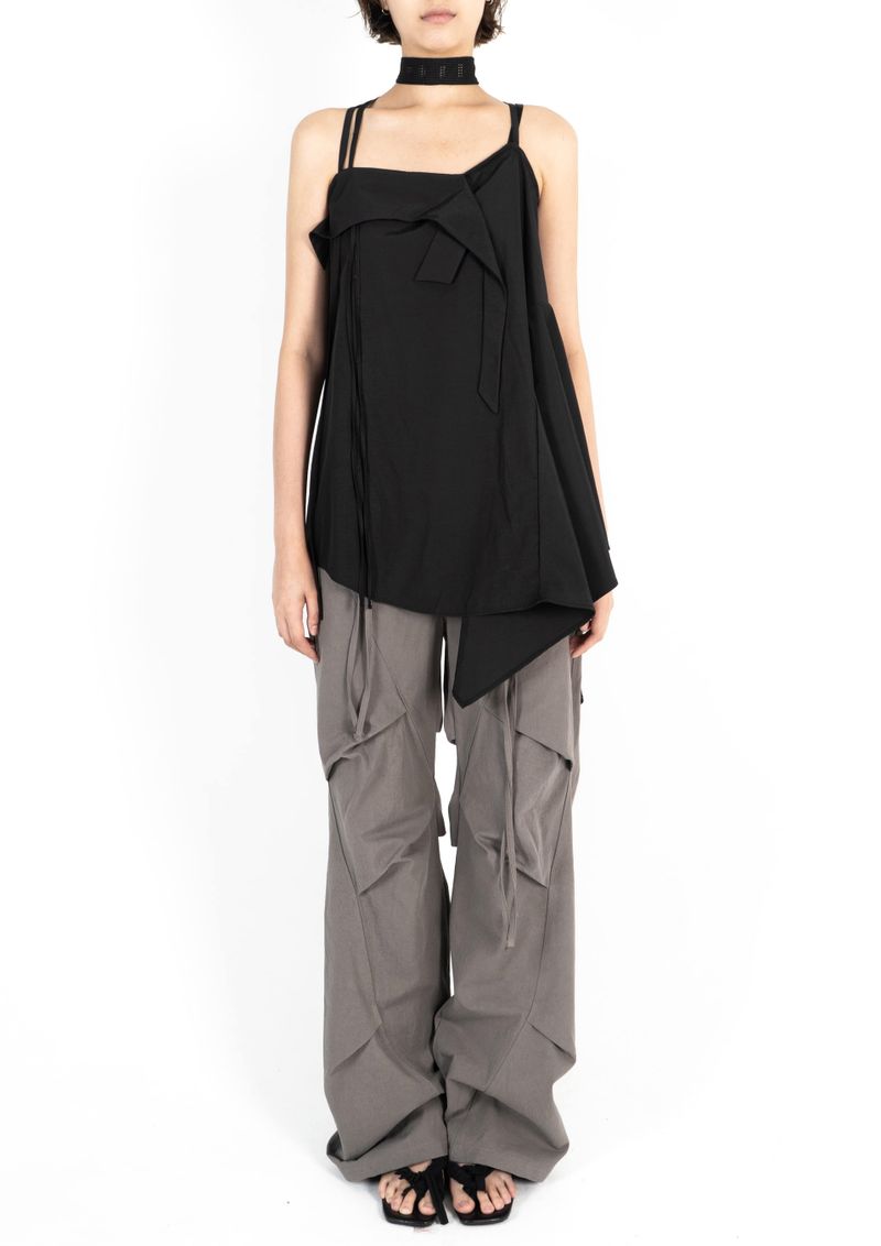 FLAP STRAP DRESS TOP . BLACK
