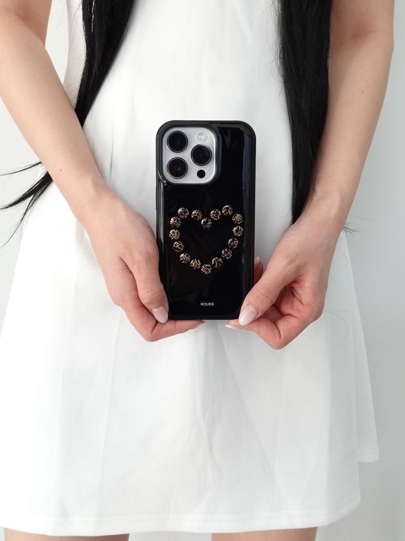 heart stud case (leopard)