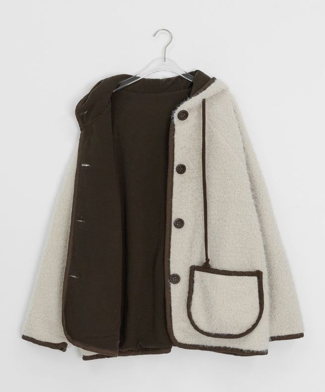 Handal Boucle Half Hood Fur Jacket
