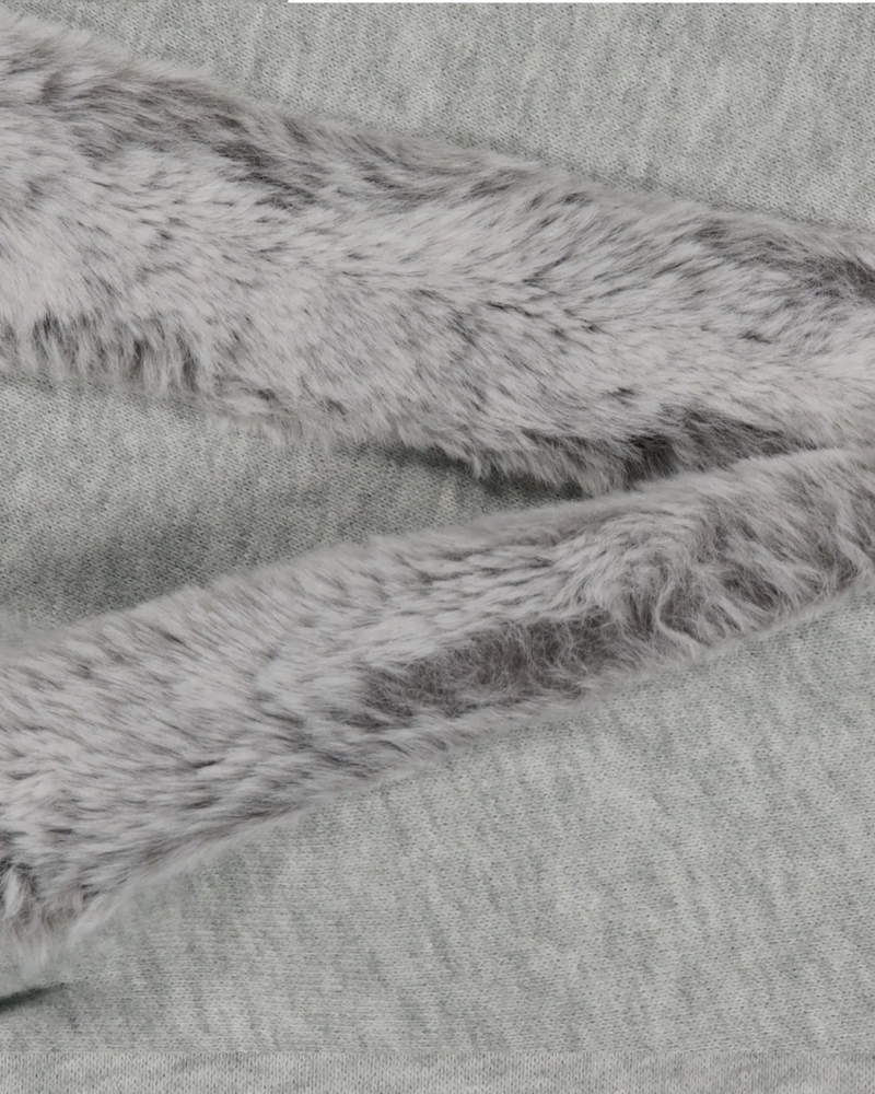 Fur Trim Jersey Zip-up / Grey