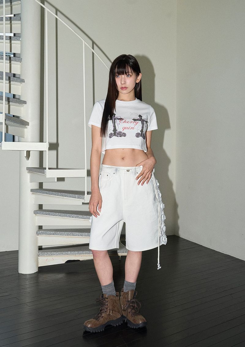 cross roses tee - white