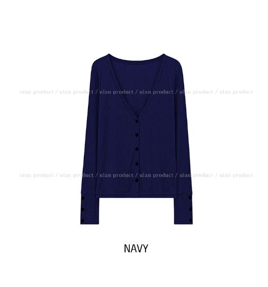 Mine Ribbed V-neck Button Cardigan