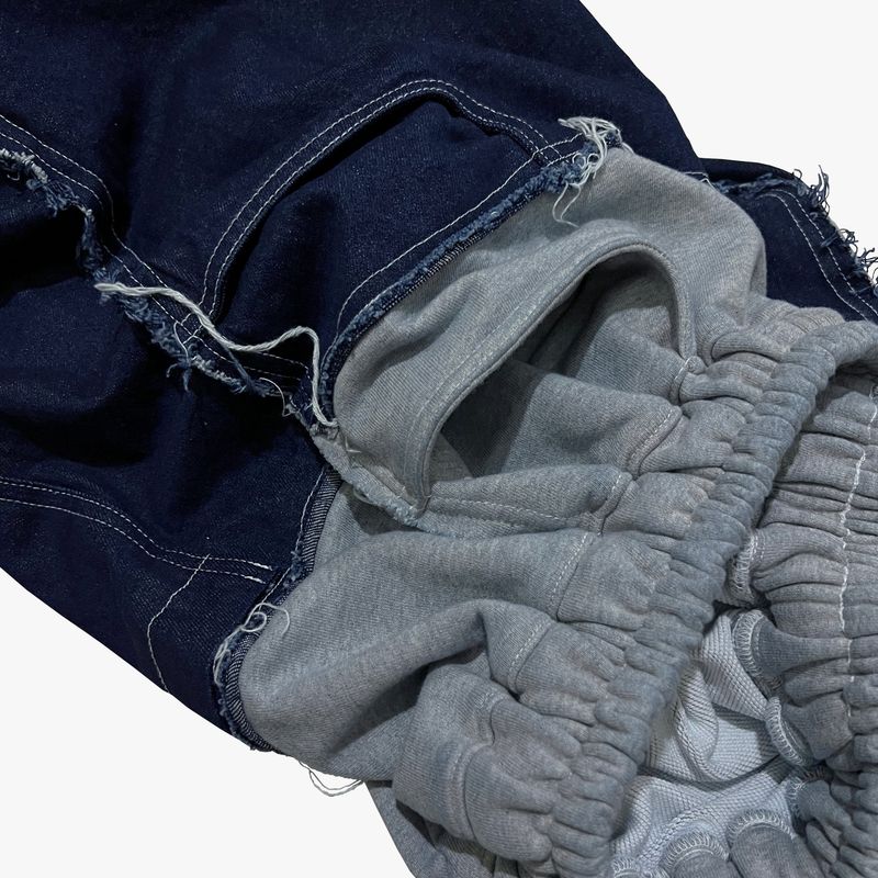 layered deconstructed denim pants_blue
