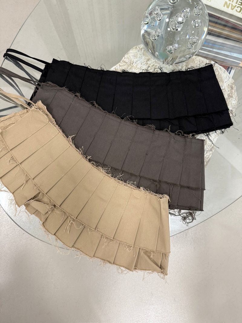 DOUBLE PLEATS LAYERED SKIRT (2C)