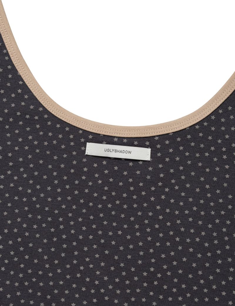STAR CONTRAST SLEEVELESS(CHARCOAL)