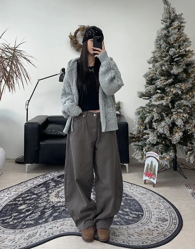 Ruin Heavy Wool Knit Hooded Zip-Up
