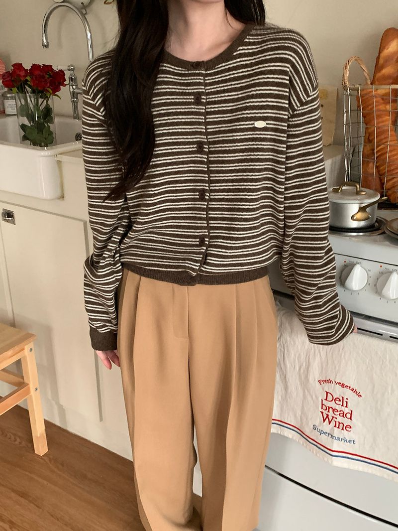 [MADE] [Planning] Slits Stripe Round Cardigan