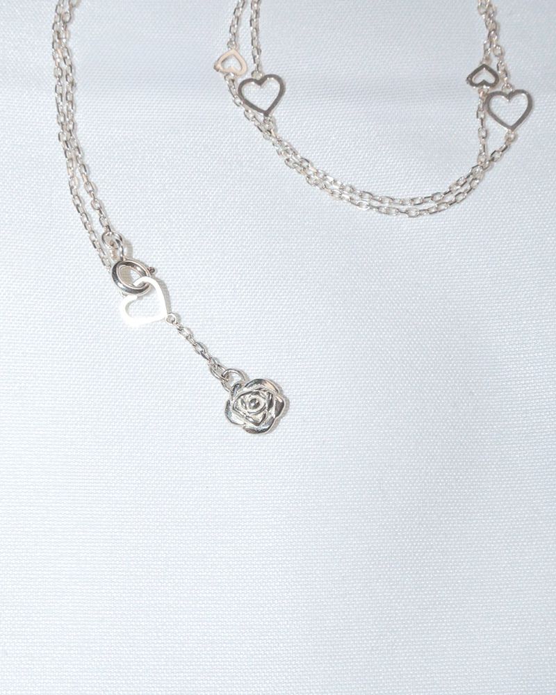 [MADE] lovely rose. long heart chain necklace