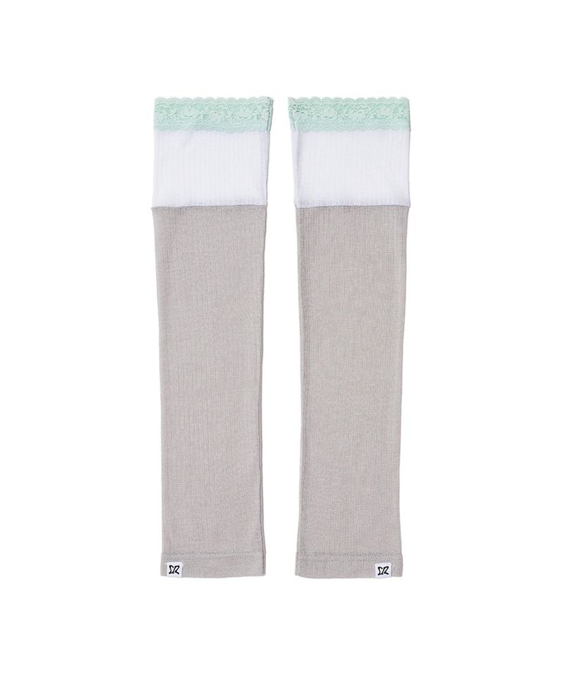 LACE LAYERED OPEN TOE SOCKS - GRAY