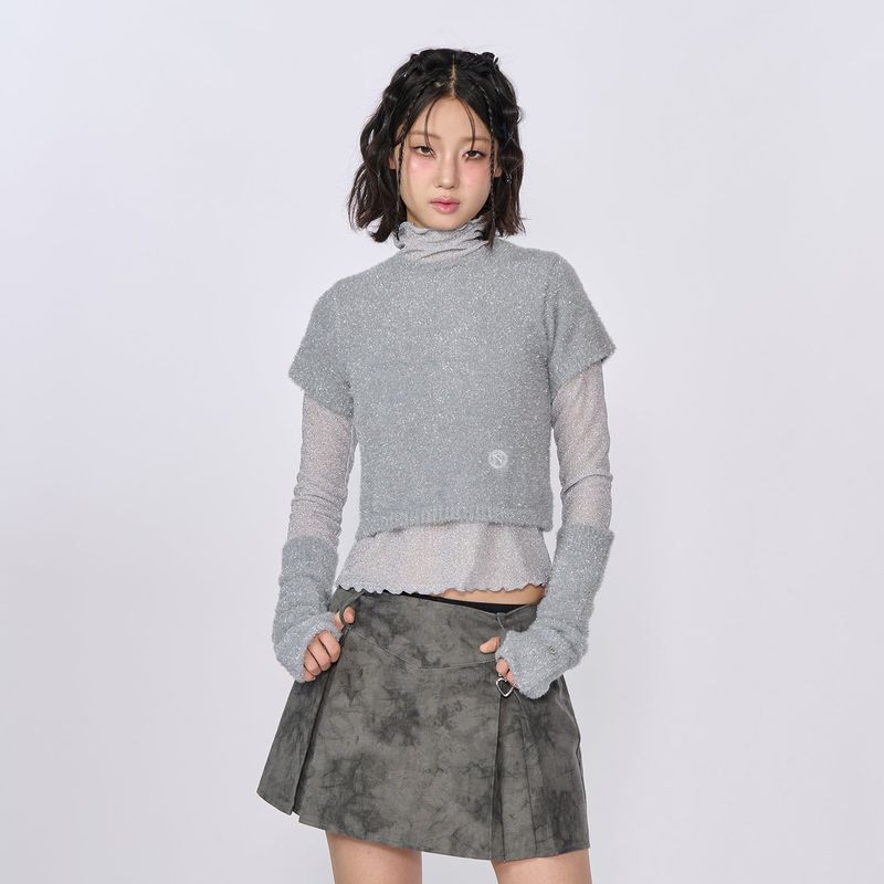 UNUSUALNORMAL（アンユージュアルノーマル）の「SPARKLE SYMBOL KNIT TOP_SILVER (WARMMER X)（Tops）」