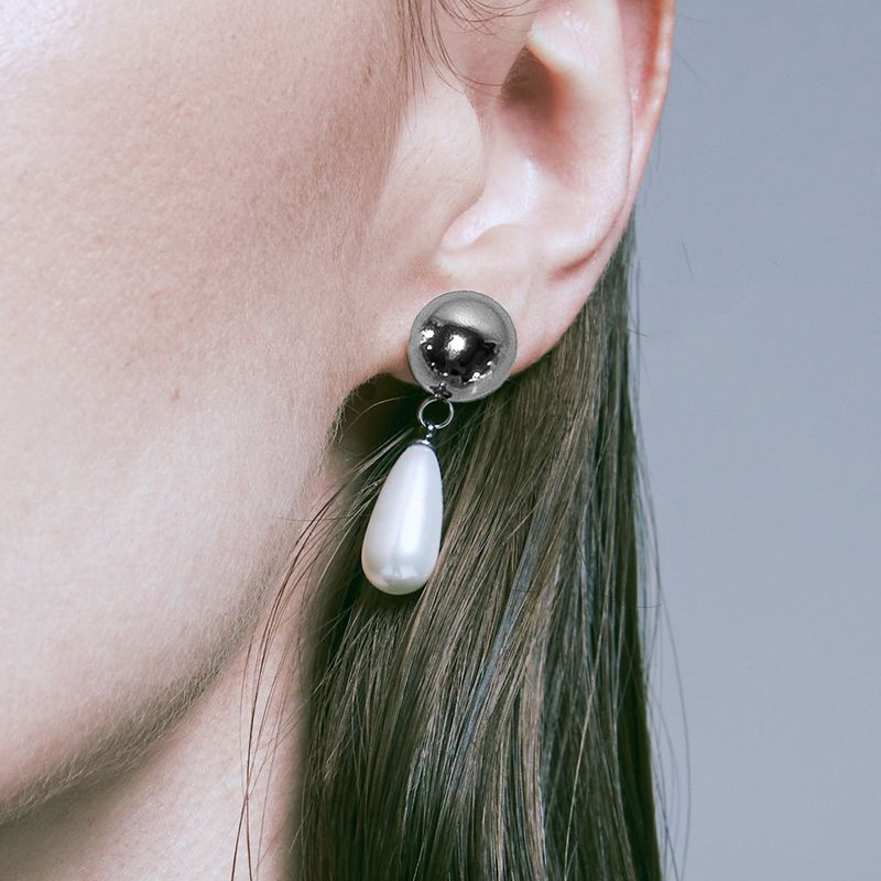 [2pcs] water drop pearl earrings