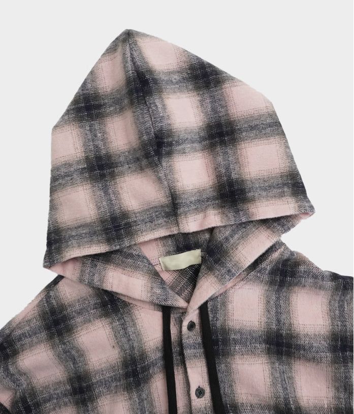 Big over hood check shirt