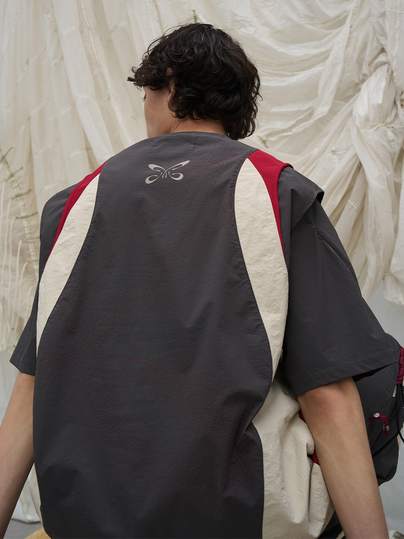  RELABEL Time Element (Overlay & Spread) Double Layered Mesh Patchwork Nylon Colour Block Sports Tank Top