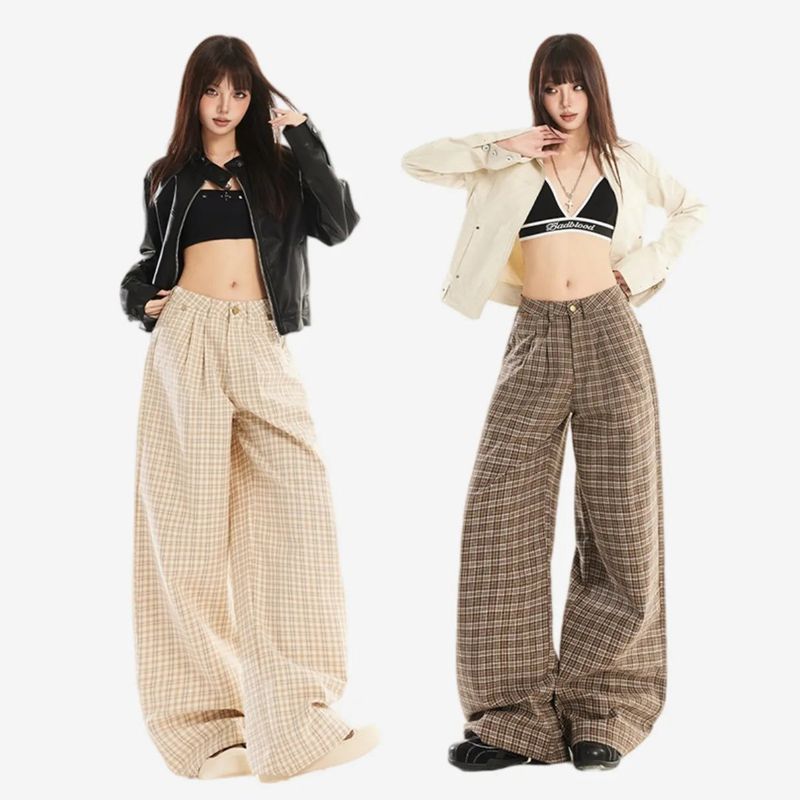 La mode MAQI（ラ モード マキ）の「Vintage Check Wide Straight Leg Pants（Pants）」