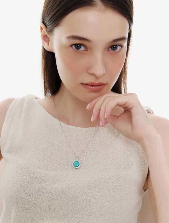 hyeres lor（イエール・ロール）の「26SS★ [Premium Plating] Pennysense AB(W) Coin Necklace Amazonite（Accessories）」