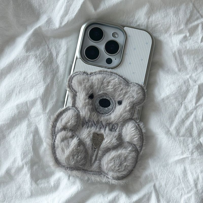 seconduniquename（セカンドユニークネーム）の「SUN CASE PATCH COZY BEAR GRAY (GLOSSY SILVER)（Smartphone Accessories）」