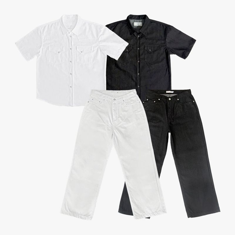 Leaf denim western short sleeve shirt