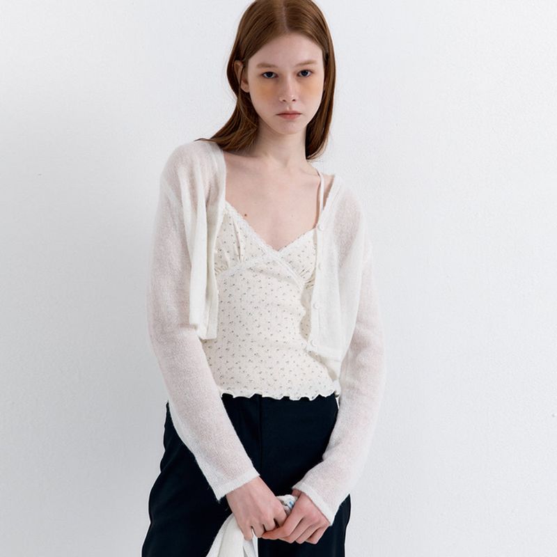 RAVEROUS（レイバロス）の「Scarf Set Cropped Knit Cardigan_Ivory（Tops）」