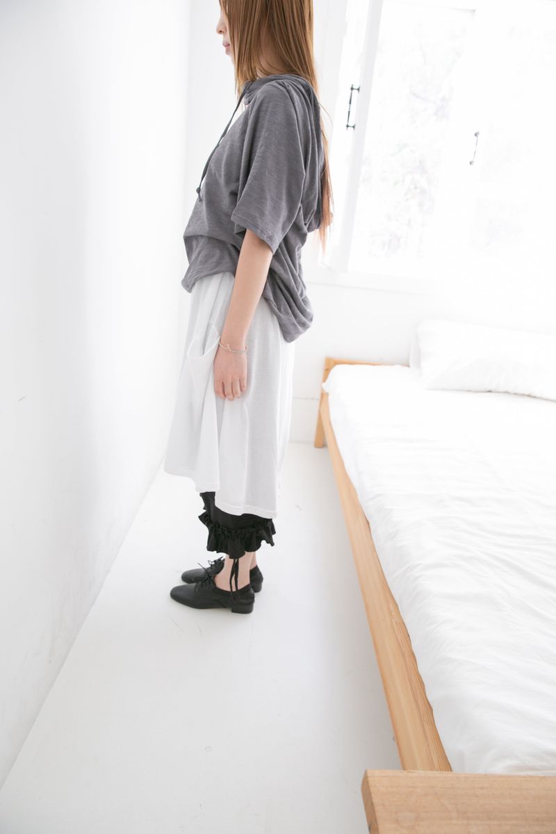 slub off-shoulder hood top(2colors)