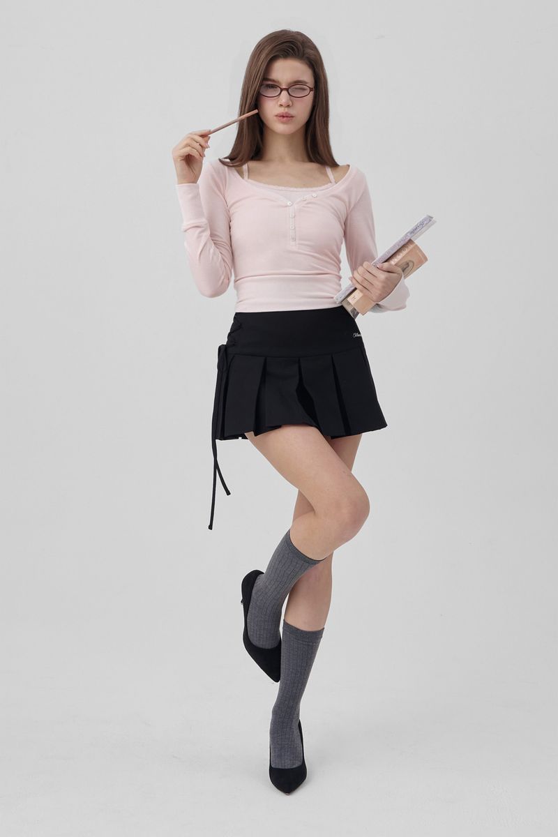 Amelie Lace layered top, Pink