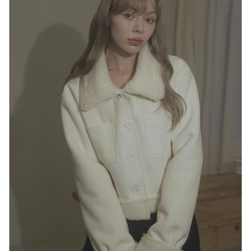 FLUFFY SHEARING COAT-IVORY