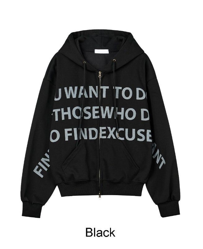 Freno Lettering Hooded Zip-Up