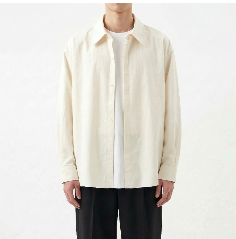 Overfit Stretch Crop Shirt Ivory