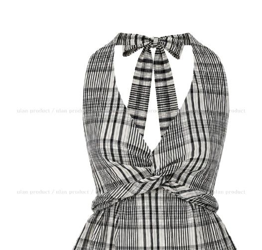 Sov Check Halter Blouse